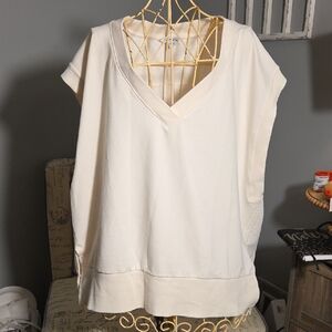 Athleta Cream V-Neck Sweatshirt